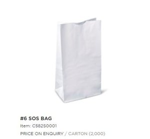 Image of #6 Take-Away SOS Bag 273x147x92 - Bleach (2000 bags per carton) Item Code: C582S0001 from Supplybunny.com