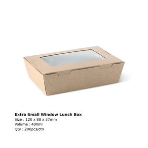 Image of Lunch Box Window Extra Small 120x88x37 - Brown (200 boxes per carton) Item Code: L323S0010 from Supplybunny.com