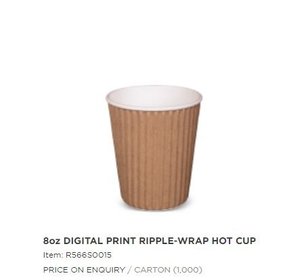 Image of Ripple-Wrap Hot Cup 8oz - Brown (1000 cups per carton) Item Code: R566S0015 from Supplybunny.com
