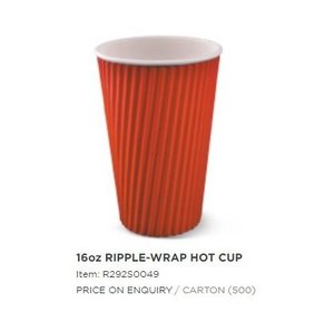 Image of Ripple-Wrap Hot Cup 16oz - Red (500 cups per carton) Item Code: R292S0049 from Supplybunny.com