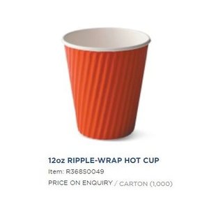 Image of Ripple-Wrap Hot Cup 12oz - Red (1000 cups per carton) Item Code: R368S0049 from Supplybunny.com