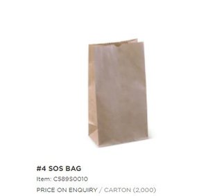 Image of #4 Take-Away SOS Bag 240x127x77 - Brown (2000 bags per carton) Item Code: C589S0010 from Supplybunny.com