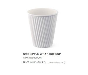 Image of Ripple-Wrap Hot Cup 12oz - White (1000 cups per carton) Item Code: R719S0001 from Supplybunny.com