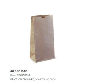 Image of #8 Take-Away SOS Bag 314x154x100 - Brown (1000 bags per carton) Item Code: C243S0010 from Supplybunny.com