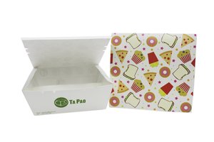 Image of Triple Compartment Lunch Box With Pizza Design 150x140x63 (200 boxes per carton) from Supplybunny.com