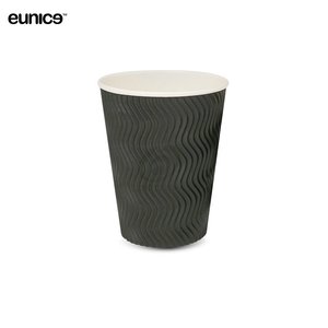 Image of Eunice Paper S-Ripple Hot Cup (Black) 12 oz (500 pieces per carton) from Supplybunny.com