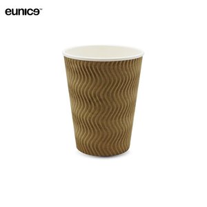Image of Eunice Paper S-Ripple Hot Cup (Brown) 12 oz (500 pieces per carton) from Supplybunny.com