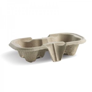 Image of 2 Cup Tray (Pulp) (600 pieces per carton) from Supplybunny.com