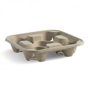 Image of 4 Cup Tray (Pulp) (300 pieces per carton) from Supplybunny.com