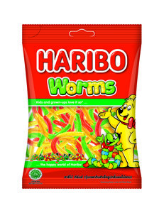 Image of HARIBO Gummies Worms 80gm/pack (24 packs per carton) Recipe from Germany -GBA P.Code: HA209 from Supplybunny.com