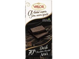 Image of VALOR (0% Added Sugar) 70% Dark Chocolate 100gm/pack (17 packs per carton) Imported from Spain - GBA P.Code: VL1001 from Supplybunny.com