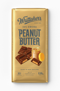 Image of WHITTAKER'S Blocks Peanut Butter 220gm/pack (12 packs per carton) Imported from New Zealand - GBA P.Code: WTK11002 from Supplybunny.com