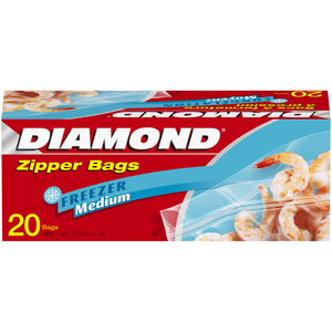 Image of DIAMOND Freezer Bags Zipper Bags Medium Freezer 20's 20's/Box (12 boxes per carton) GBA P.Code: DM 40004 from Supplybunny.com