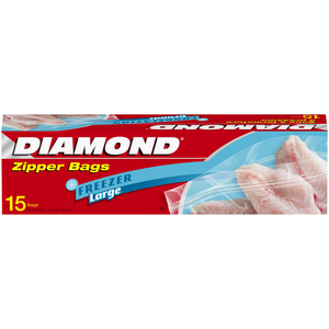 Image of DIAMOND Freezer Bags Zipper Bags Large Freezer 15's 15's/Box (12 boxes per carton) GBA P.Code: DM 40005 from Supplybunny.com