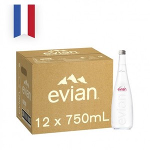 Image of EVIAN Aramis Pure Natural Mineral Water GLASS 750ml/Bottle (12 bottles per carton) Imported from FRANCE GBA P.Code: EWG0750 from Supplybunny.com