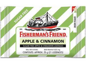 Image of FISHERMANS FRIEND Sugar Free Apple & Cinnamon 25gm/pack (24 packs per carton) Imported from United Kingdom - GBA P.Code: 12707 from Supplybunny.com