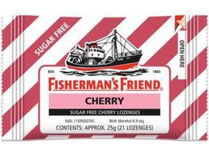 Image of FISHERMANS FRIEND Sugar Free Cherry 25gm/pack (24 packs per carton) Imported from United Kingdom - GBA P.Code: 12709 from Supplybunny.com