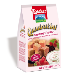 Image of LOACKER Quadratini Raspberry Yogurt 220gm/pack (18 packs per carton) Imported from Italy - GBA P.Code: 70213 from Supplybunny.com
