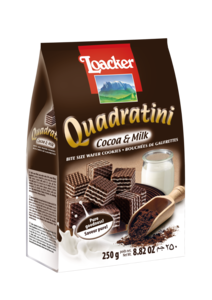 Image of LOACKER Quadratini Cocoa & Milk 250gm/pack (18 packs per carton) Imported from Italy - GBA P.Code: 74001 from Supplybunny.com
