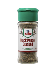Image of MCCORMICK Black Pepper Cracked 35gm/glass bottle (6 glass bottles per carton) Imported from Australia - GBA P.Code: A0138 from Supplybunny.com