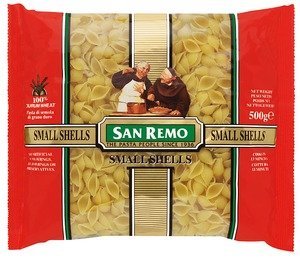Image of SAN REMO Small Shells Pasta 500gm/pack (12 packs per carton) Imported from AUSTRALIA - GBA P.Code: 50016 from Supplybunny.com