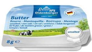 Image of Oldenburger Unsalted Mini Butter 8g x 240 pieces/pack (4 pack per carton) from Supplybunny.com