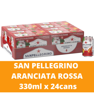 Image of San Pellegrino Sparkling Aranciata Rossa (Red Orange) Drink 330ml/can x 24 cans per Carton (Sold per Carton) from Supplybunny.com
