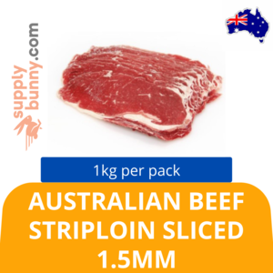 Image of Frozen Australian Beef Striploin Sliced (Shabu Shabu) 1.5mm 1kg/pack (Sold per Pack) from Supplybunny.com