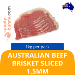 Image of Frozen Australian Beef Brisket Sliced (Navel End) (Shabu Shabu) 1.5mm 1kg/pack (Sold per Pack) from Supplybunny.com