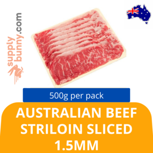 Image of Frozen Australian Beef Striploin Sliced (Shabu Shabu) 1.5mm 500g/pack (Sold per Pack) from Supplybunny.com