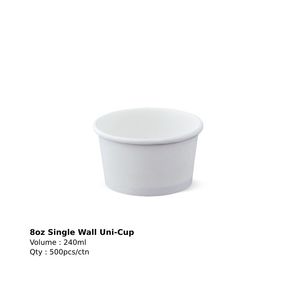 Image of Uni-Cup Single Wall 8oz - White (500 cups per carton) Item Code: U783S0001 from Supplybunny.com