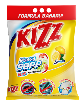 Kizz Lemon Detergent Powder 800g/pack (18 packs per carton)