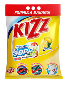 Image of Kizz Lemon Detergent Powder 2.3kg/pack (6 packs per carton) from Supplybunny.com