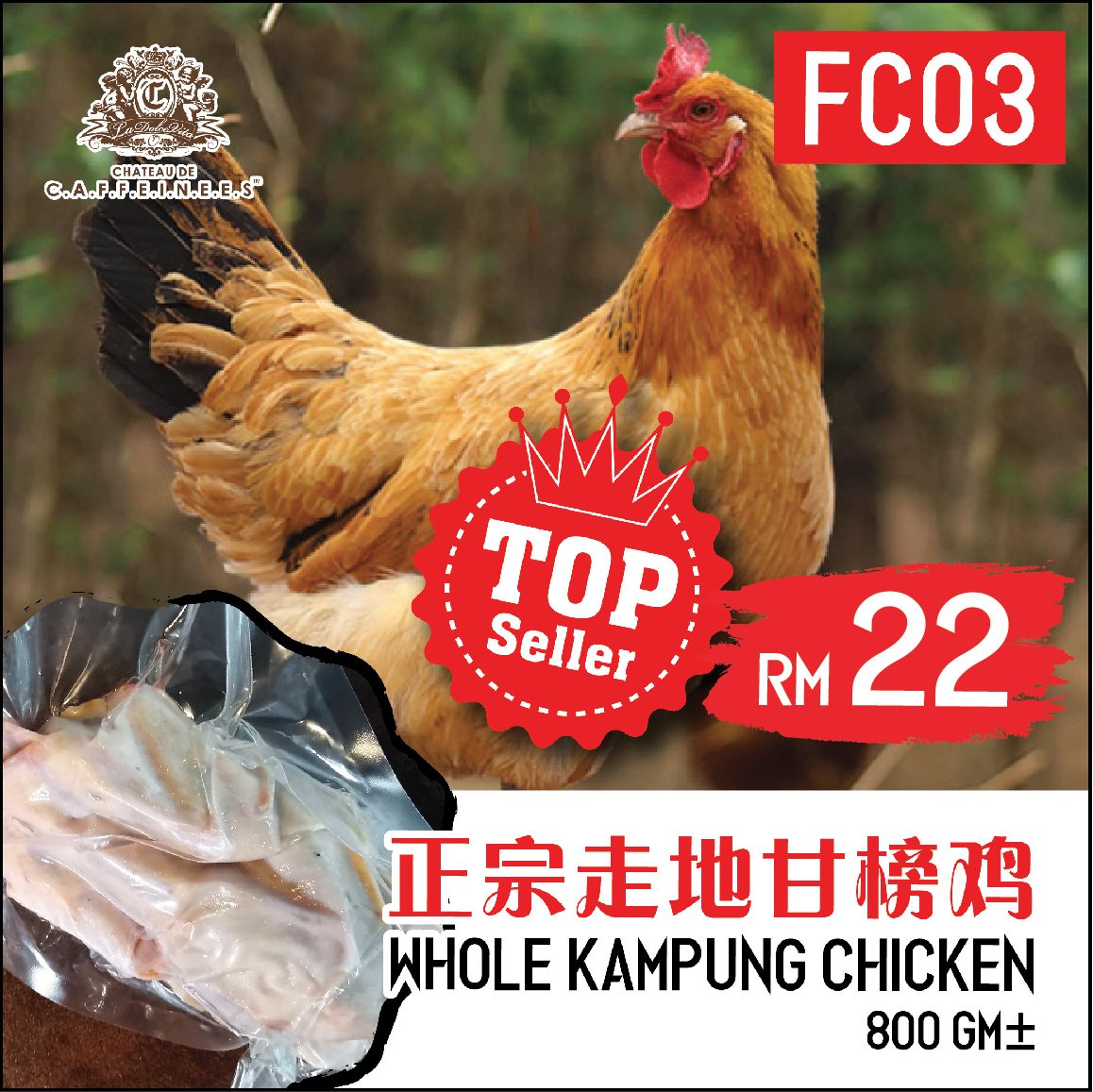 Whole Kampung Chicken 800gm+/ per unit (Sold Per Unit) — HORECA Suppliers Supplybunny
