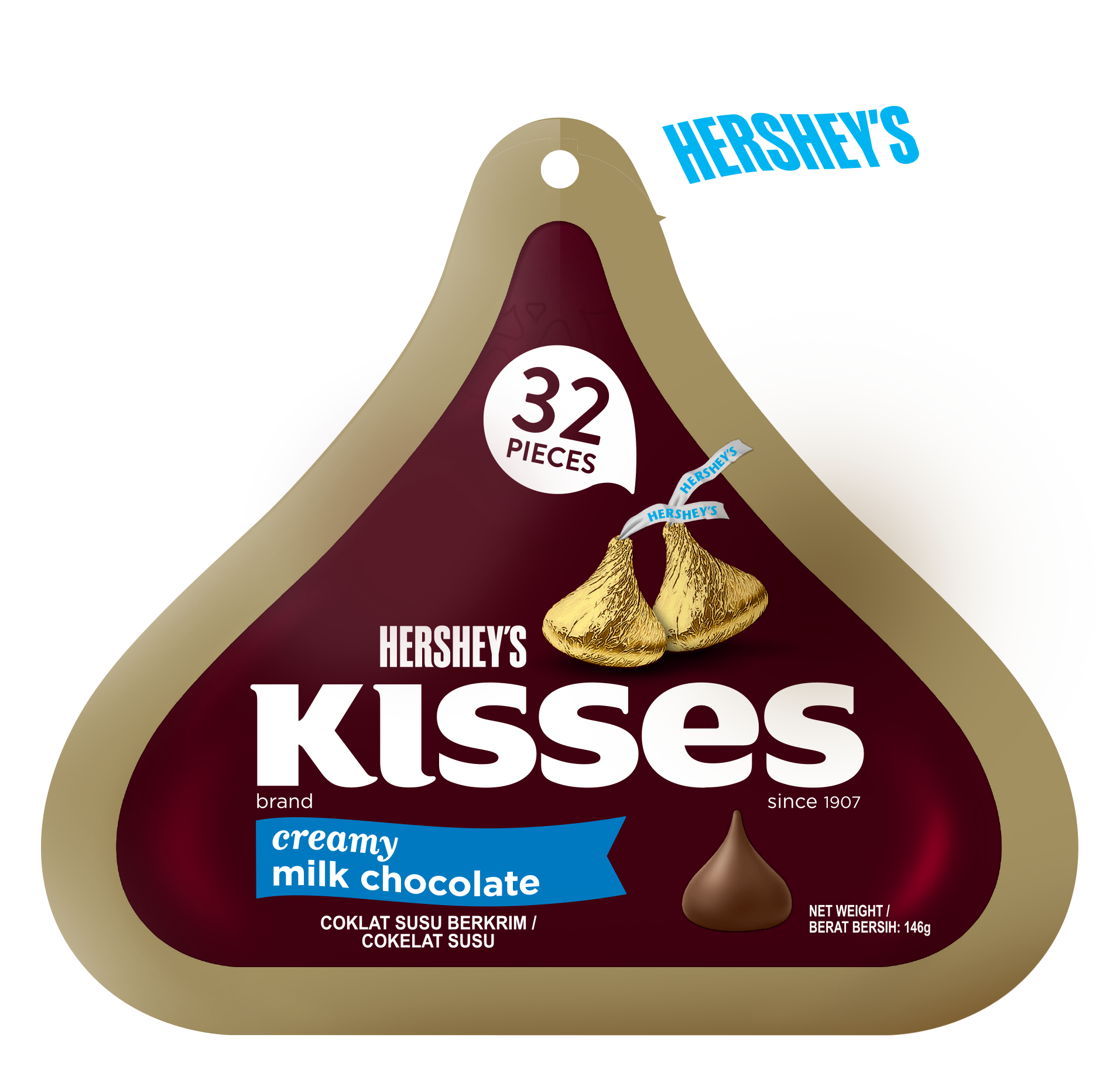 HERSHEY'S Kisses Creamy Milk Chocolate 146gm/pack ( 24 packs per carton