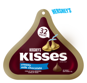 Image of HERSHEY'S Kisses Creamy Milk Chocolate 146gm/pack ( 24 packs per carton ) GBA P.Code: HS13007 from Supplybunny.com
