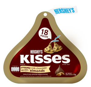 Image of HERSHEY'S Kisses Creamy Milk Chocolate with Almonds 82gm/pack ( 24 packs per carton ) GBA P.Code: HS13005 from Supplybunny.com