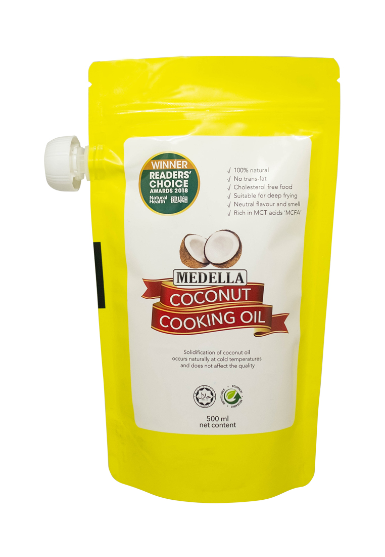 Medella Coconut Cooking Oil Ecopack 500ml per pack (Sold Per Pack