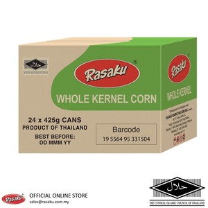 Image of RASAKU Whole Kernel Corn/Bijian Jagung Manis 425g/tin (12 tins per carton) (Sold per Carton) from Supplybunny.com