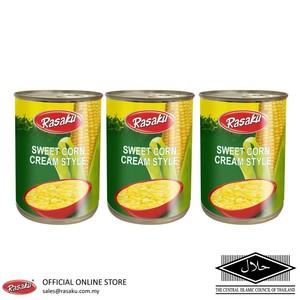 Image of RASAKU Sweet Corn Cream Style/Jagung Manis Ala Krim 425g/tin (3 tins per bundle) (Sold per Bundle) from Supplybunny.com