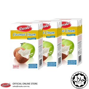 Image of RASAKU Coconut Cream 24% Extra Rich/Lebih Pekat 1l/pack (3 packs per bundle) (Sold per Bundle) from Supplybunny.com