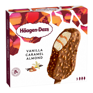 Image of Häagen-Dazs Vanilla Caramel Almond 3 x 80ml/Multipack (12 multipacks per carton) Imported from France GBA P.Code: HD3002 from Supplybunny.com