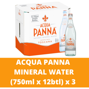 Image of Acqua Panna Still Natural Mineral Water GLASS (Stelvin Cap) [750ml per bottle x 12 bottles] x 3 (Sold per Bundle) from Supplybunny.com
