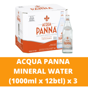 Image of Acqua Panna Still Natural Mineral Water GLASS (Crown Cap) [1000ml per bottle x 12 bottles] x 3 (Sold per Bundle) from Supplybunny.com