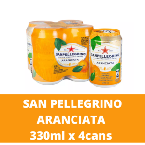 Image of San Pellegrino Sparkling Aranciata (Orange) Drink 330ml/can x 4 cans per Pack (Sold per Pack) from Supplybunny.com