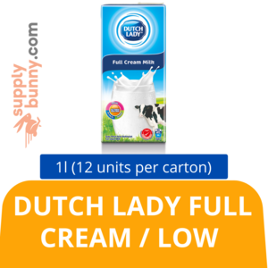 Image of Dutch Lady UHT Full Cream / Low Fat (1Litre x 12 packs) (sold per carton)  Dutch Lady Krim Penuh / Lemak Rendah from Supplybunny.com