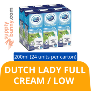 Image of Dutch Lady UHT Full Cream / Low Fat (200ml x 24 packs) (sold per carton)  Dutch Lady Krim Penuh / Lemak Rendah from Supplybunny.com