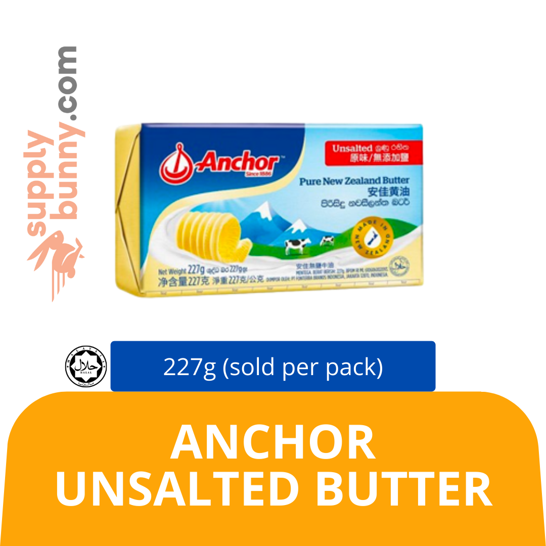 Anchor Unsalted Butter 227g (sold per pack) Le Cakery — HORECA
