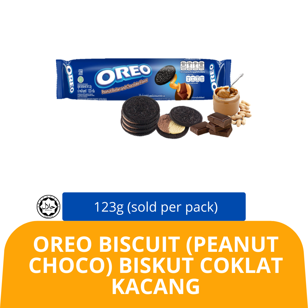 Oreo Biscuit Peanut Choco 123 5g sold Per Pack HPG Biskut Coklat 