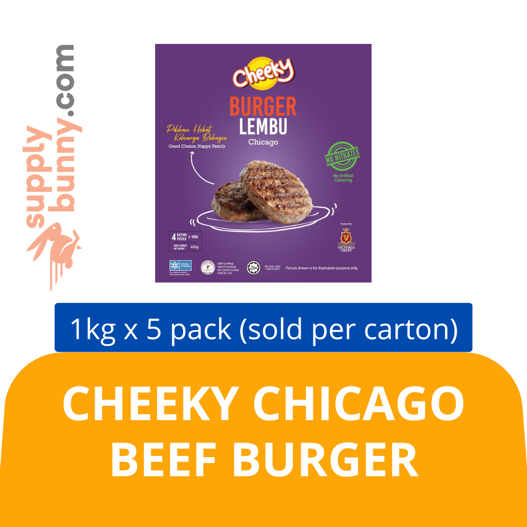 Halal Cheeky Chicago Beef Burger (1kg x 5 pack) (sold per carton